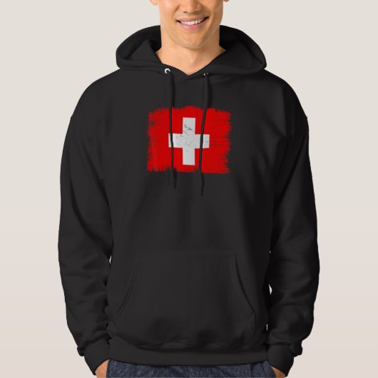 Vintage Switzerland Flag Swiss Independence Day Hoodie (Vorderseite)