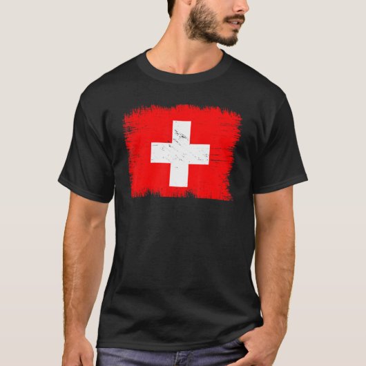 Vintage Switzerland Flag Swiss Independence Day T-Shirt (Vorderseite)