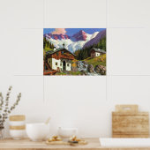 Vintage Switzerland, Gletscherwelt, village, Poster (Küche)