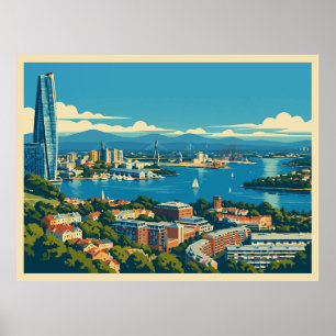 Vintage Sydney Australien Stadtansicht Poster