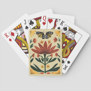 Vintage symmetrische bunte botanische Darstellung Spielkarten