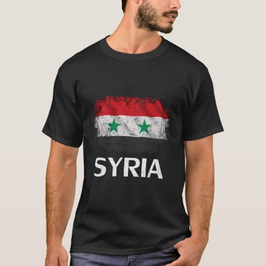 Vintage syrische Flagge für syrisches Geschenk T-Shirt (Vorderseite)