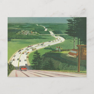 Vintage-Szenerie-Straßen-Trip-Autos, Adressänderun Ankündigungspostkarte