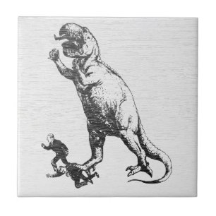 Vintage-T-Rex-jagt-Geschäftsleute-Keramikfliese Fliese