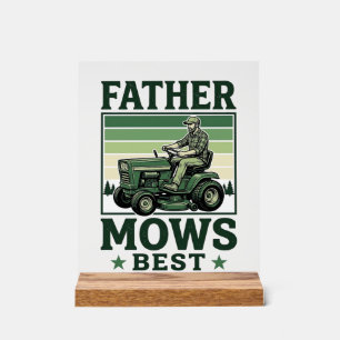 Vintage-T-Shirt-Design für Rasenmäher Papa mäht am Acrylschild