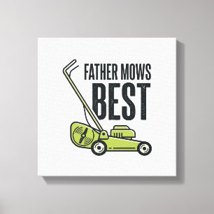 Vintage-T-Shirt-Design für Rasenmäher: Vater mäht  Leinwanddruck
