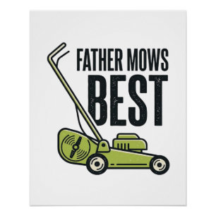 Vintage-T-Shirt-Design für Rasenmäher: Vater mäht Poster