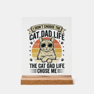 Vintage-T-Shirt-Design mit Katzen-Vater-Leben-Grav Acrylschild