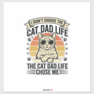 Vintage-T-Shirt-Design mit Katzen-Vater-Leben-Grav Aufkleber