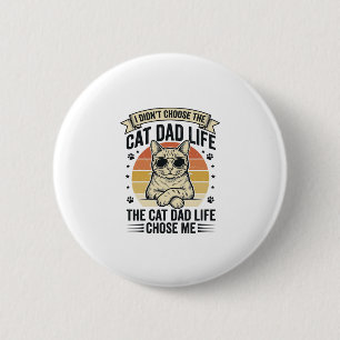 Vintage-T-Shirt-Design mit Katzen-Vater-Leben-Grav Button