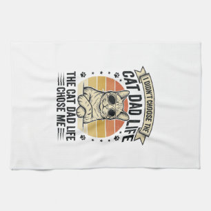 Vintage-T-Shirt-Design mit Katzen-Vater-Leben-Grav Geschirrtuch