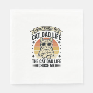 Vintage-T-Shirt-Design mit Katzen-Vater-Leben-Grav Serviette