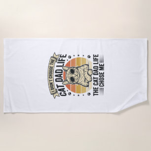 Vintage-T-Shirt-Design mit Katzen-Vater-Leben-Grav Strandtuch