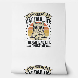 Vintage-T-Shirt-Design mit Katzen-Vater-Leben-Grav Tapete