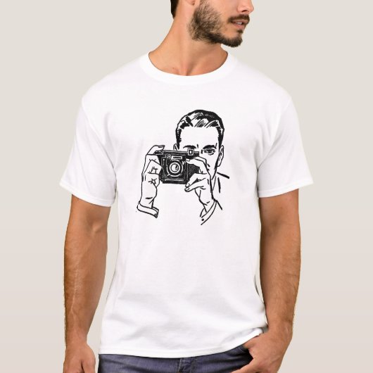 Vintage T-Shirt Mann Mit Kamera (Vorderseite)