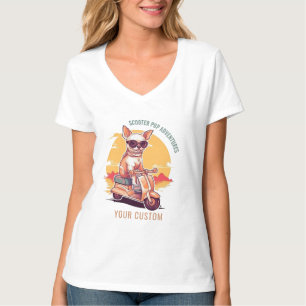 Vintage T-Shirt mit Welpe auf Scooter