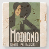Vintage Tabak-Anzeige "Modiano" Zigarette Steinuntersetzer (Vorderseite)