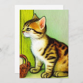 Vintage Tabby Cat Illustration Ankündigung (Vorne/Hinten)