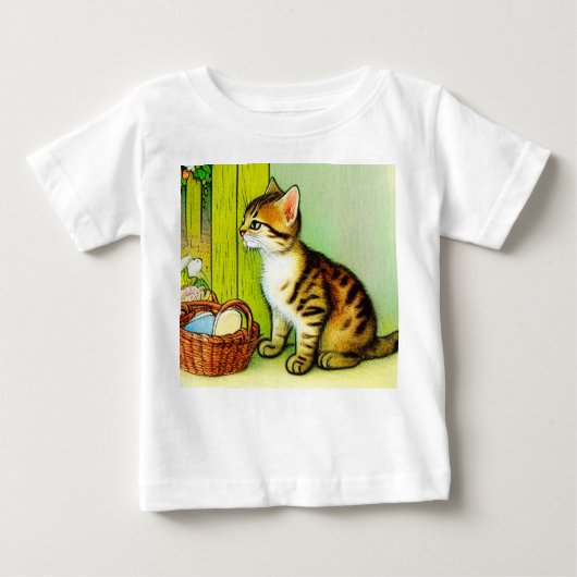 Vintage Tabby Cat Illustration Baby T-shirt (Vorderseite)