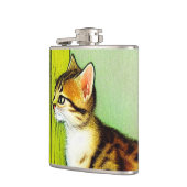 Vintage Tabby Cat Illustration Flachmann (Links)