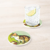 Vintage Tabby Cat Illustration Getränkeuntersetzer (Seite)