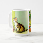 Vintage Tabby Cat Illustration Kaffeetasse (Vorderseite Links)