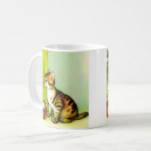 Vintage Tabby Cat Illustration Kaffeetasse (Vorderseite Links)