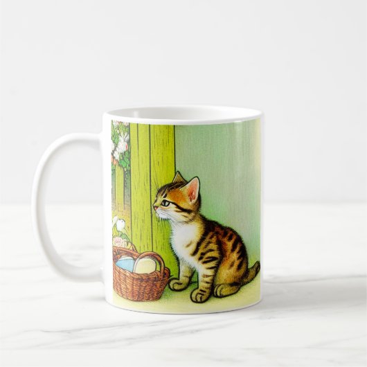 Vintage Tabby Cat Illustration Kaffeetasse (Links)
