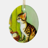 Vintage Tabby Cat Illustration Keramik Ornament (Rechts)