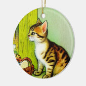 Vintage Tabby Cat Illustration Keramik Ornament (Links)