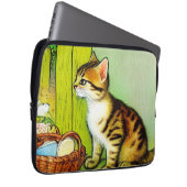 Vintage Tabby Cat Illustration Laptopschutzhülle (Vorne Rechts)