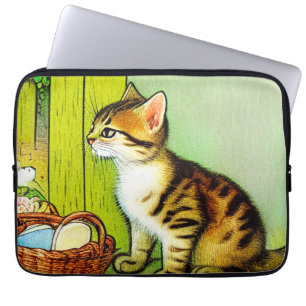 Vintage Tabby Cat Illustration Laptopschutzhülle