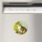 Vintage Tabby Cat Illustration Magnet (In Situ (Geschirrspüler))