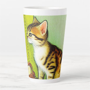 Vintage Tabby Cat Illustration Milchtasse