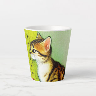 Vintage Tabby Cat Illustration Milchtasse
