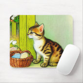 Vintage Tabby Cat Illustration Mousepad (Mit Mouse)