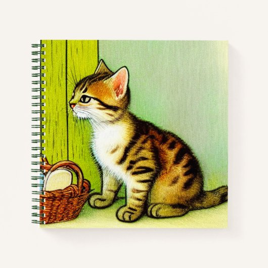 Vintage Tabby Cat Illustration Notizblock (Vorderseite)