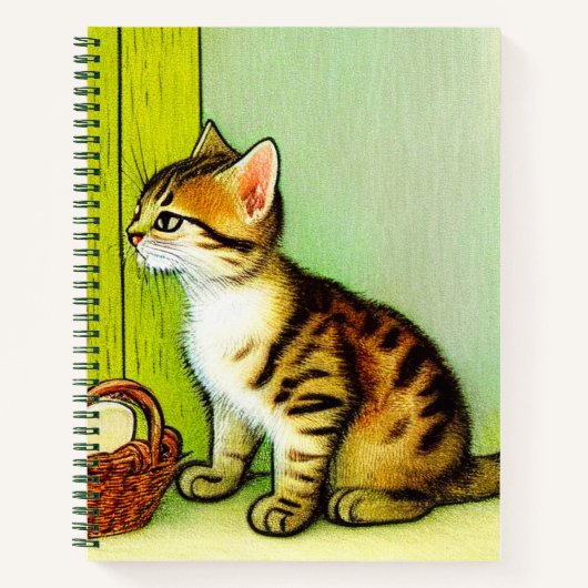 Vintage Tabby Cat Illustration Notizblock (Vorderseite)