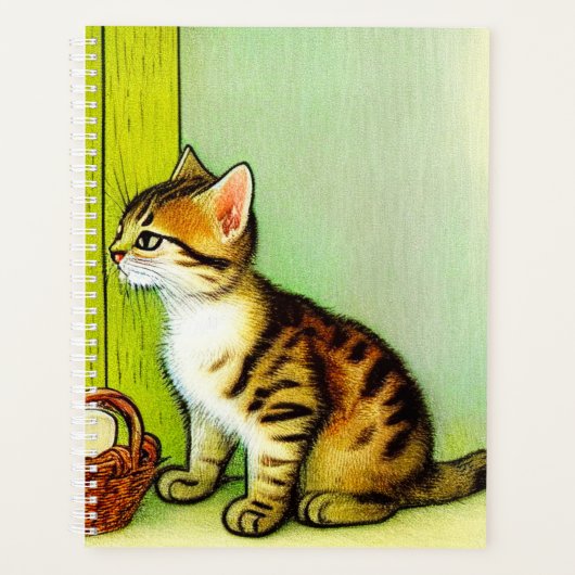 Vintage Tabby Cat Illustration Planer (Vorderseite)