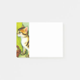 Vintage Tabby Cat Illustration Post-it Klebezettel