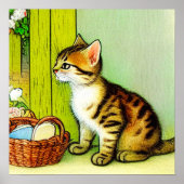 Vintage Tabby Cat Illustration Poster (Vorne)