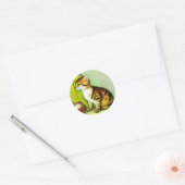 Vintage Tabby Cat Illustration Runder Aufkleber (Umschlag)