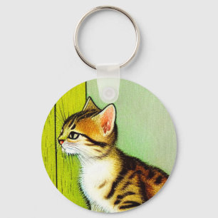 Vintage Tabby Cat Illustration Schlüsselanhänger