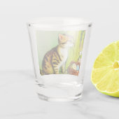 Vintage Tabby Cat Illustration Schnapsglas (Rückseite)