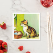 Vintage Tabby Cat Illustration Serviette (Beispiel)