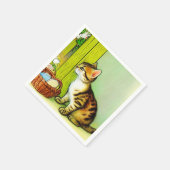Vintage Tabby Cat Illustration Serviette (Ecke)