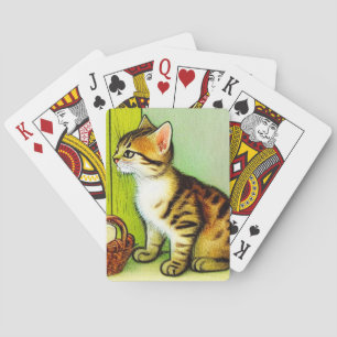 Vintage Tabby Cat Illustration Spielkarten