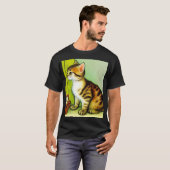 Vintage Tabby Cat Illustration T-Shirt (Vorne ganz)