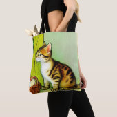 Vintage Tabby Cat Illustration Tasche (Von Nahem)