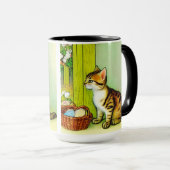 Vintage Tabby Cat Illustration Tasse (VorderseiteRechts)
